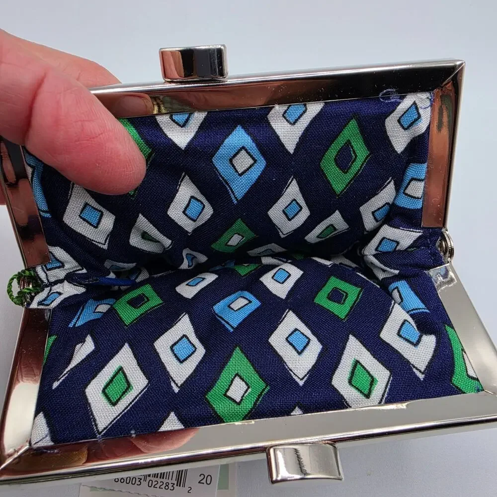 Vera Bradley Mediterranean White Kisslock Coin Purse NWT Retired Floral Blue